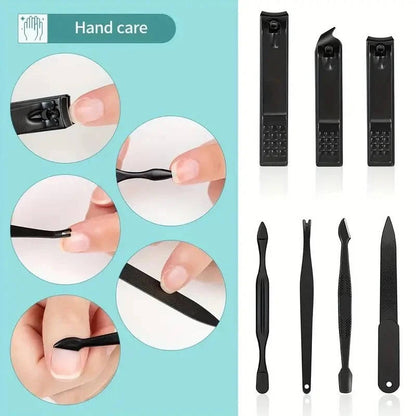 Complete 24 Piece Professional Nail Clipper Kit, Stainless Steel Manicure & Pedicure Tool Set with Travel Wallet