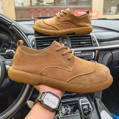 Men's Orthopedic Leather Shoes with Cushioned Insole and Shock-Absorbing Sole, Handcrafted