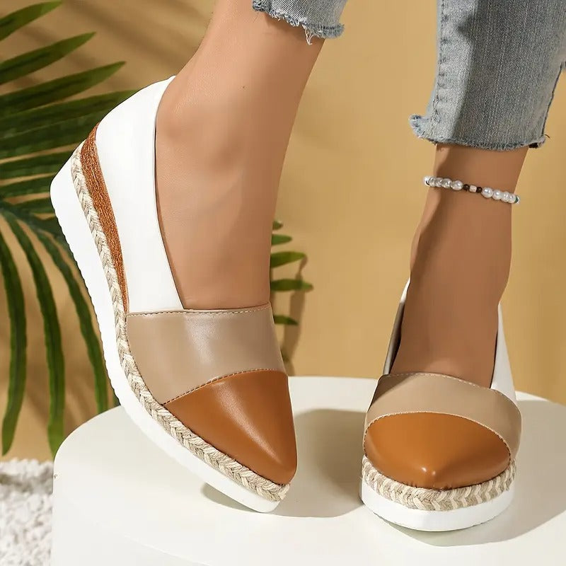 Women's Wedge Sandals with Padded Footbed and Metallic Upper, Lightweight Stable Sole