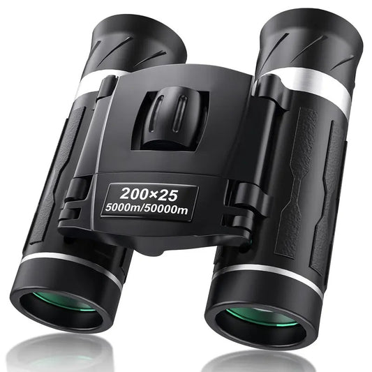 Compact 200x25 Binoculars, High Powered Mini Pocket Binoculars with Waterproof FMC Coating for Bird Watching & Travel
