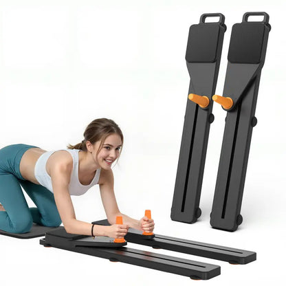 Adjustable Ab Exercise Board, Multi Functional Home Pilates Reformer & Abdominal Crunch Roller with Ergonomic Knee Mat, Core Trainer