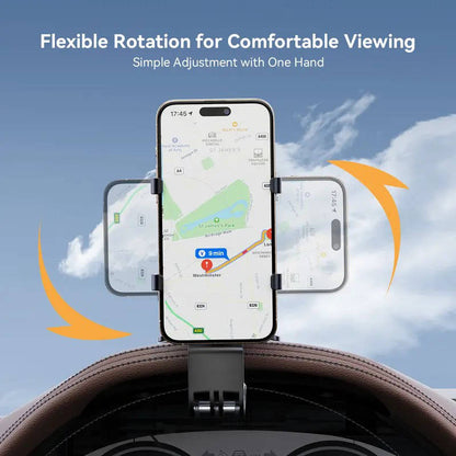 Universal Car Phone Holder, 360degrees Rotating Dashboard Mount, Secure Clip for 4 to 7 Inch Smartphones