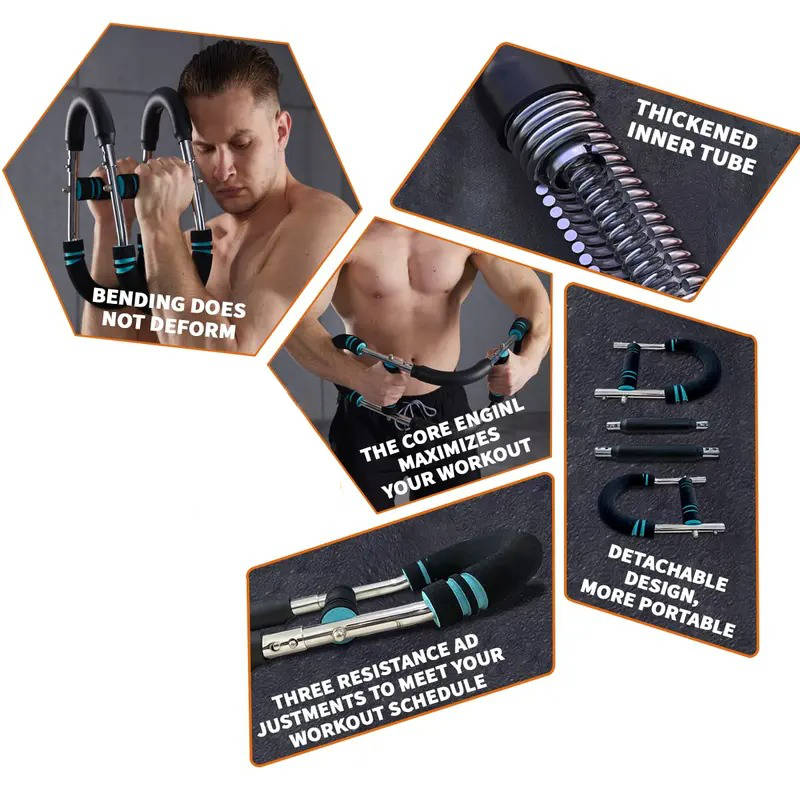 Adjustable Arm & Chest Trainer for Men, 60 90Lbs Resistance Workout Equipment, Portable Shoulder & Muscle Strength Training