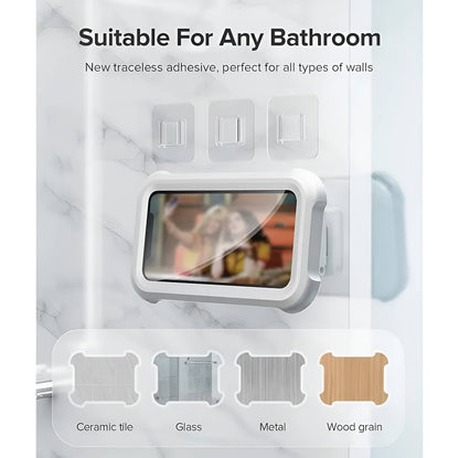 Waterproof Shower Phone Holder with 480° Rotation, Wall Mounted Bathroom Case for Iphone 15 14 13 12 11 Pro Max & Android Up to 6.8"