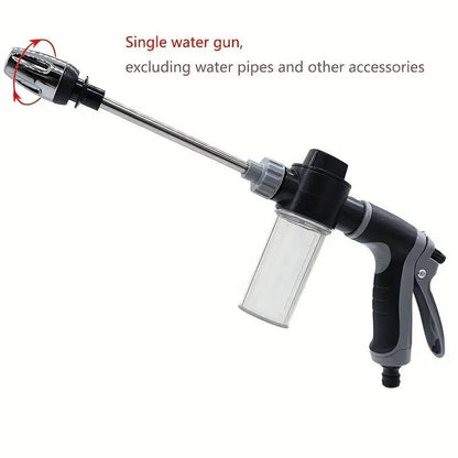 High Pressure Water Hose, Long Handle Garden Hose Nozzle for Car Wash & Household Cleaning, Stainless Steel & Universal 3/4" Fit