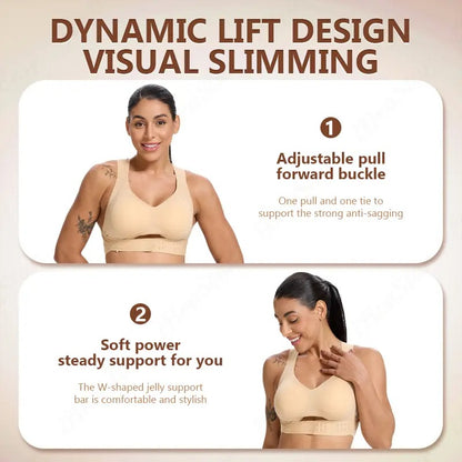 Women's Postural Correction Wireless Sports Bra, Full Coverage Breathable Yoga Bra with Non Removable Cups
