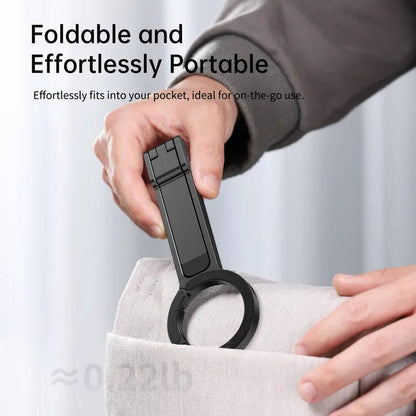 Aluminum Compact Tripod Stand, Double Sided Magnetic Phone Holder, Foldable Phone Mount for iPhone 13 to 16