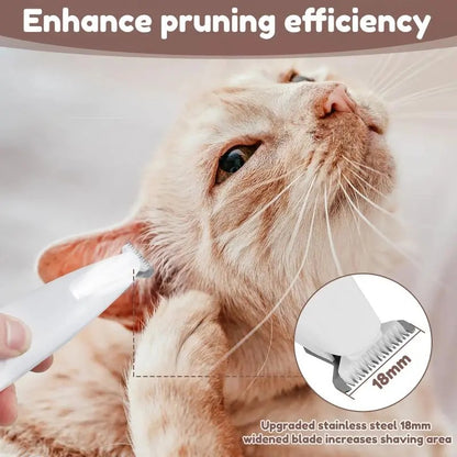 Stress Free LED Pet Paw Trimmer, Whisper Quiet Waterproof Cat & Dog Clipper for Sensitive Areas, Precision Grooming Kit with USB Charging