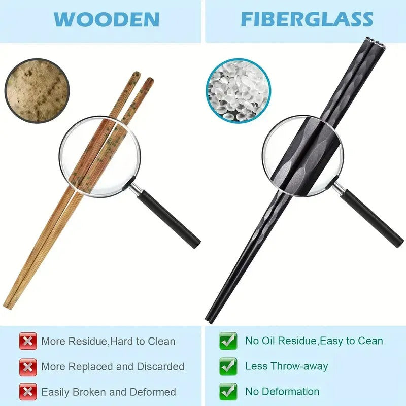 5 Pair Non Slip Reusable Japanese Alloy Chopsticks, 9.5 Inch