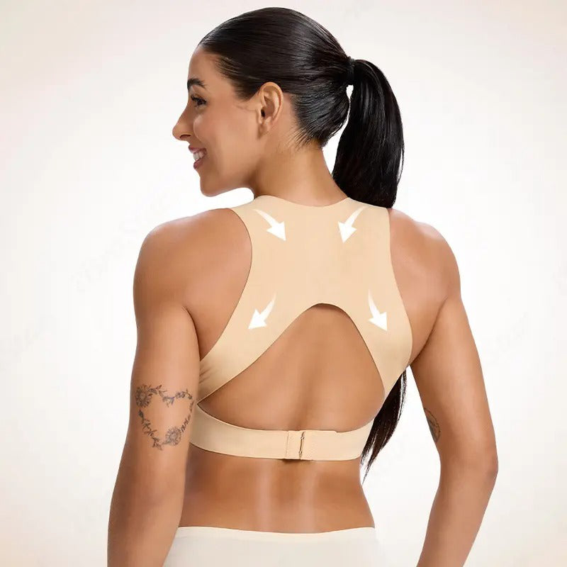 Women's Postural Correction Wireless Sports Bra, Full Coverage Breathable Yoga Bra with Non Removable Cups
