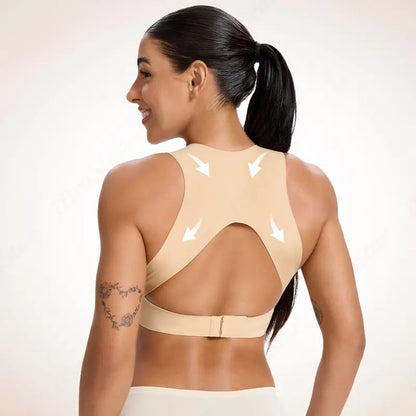 Women's Postural Correction Wireless Sports Bra, Full Coverage Breathable Yoga Bra with Non Removable Cups