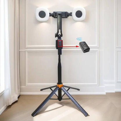 360° Smart Face Tracking Tripod with Dual Fill Lights, Rechargeable Selfie Stick Tripod for Vlogging & Live Streaming, Auto Tracking Phone Holder