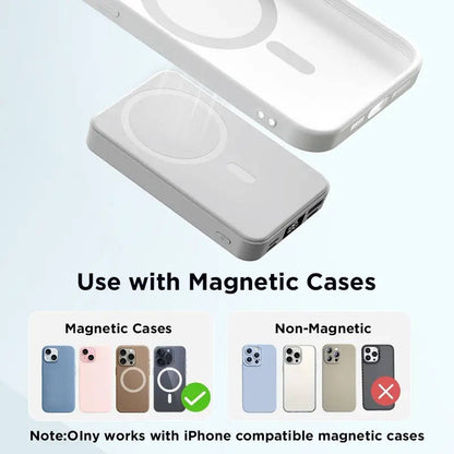 Magnetic Power Bank 10000mAh, Wireless Portable Charger with USB C Cable, LED Display and Foldable Stand for iPhone 17/16/15/14/13/12 Series
