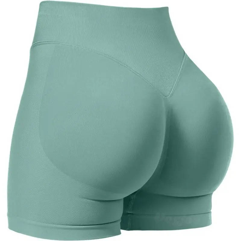 High Waist Seamless Lifting Shorts, Tummy Control Side Ribbed Activewear, Squat Proof Butt Lift Workout Biker Shorts