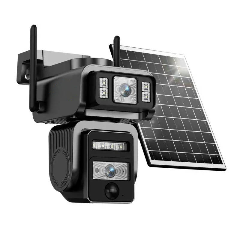 Outdoor Solar CCTV Security Camera with Automatic Tracking, Dual Lens Wireless Security System, 1080P HD, Two Way Audio & IP66 Waterproof