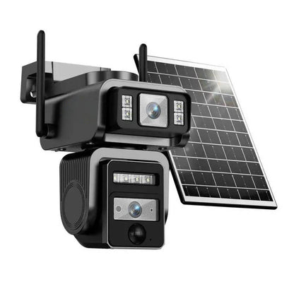 Outdoor Solar CCTV Security Camera with Automatic Tracking, Dual Lens Wireless Security System, 1080P HD, Two Way Audio & IP66 Waterproof