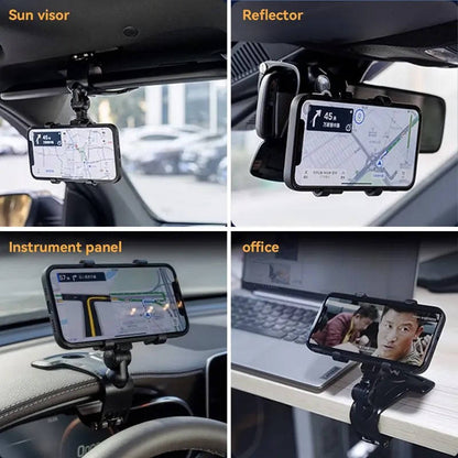 Universal Car Phone Holder, 360degrees Rotating Dashboard Mount, Secure Clip for 4 to 7 Inch Smartphones