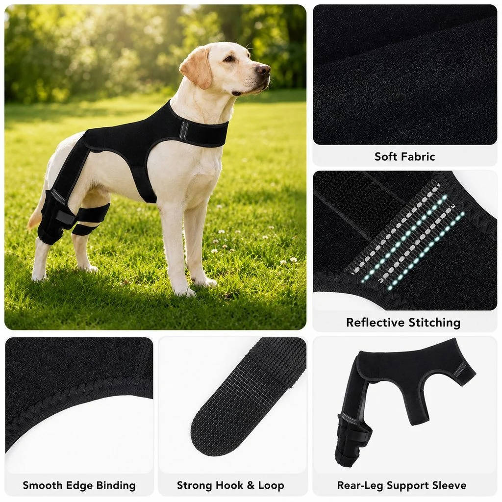 Dog Rear Leg Support Brace, Anti Slip Hind Leg Stability Wrap for Senior Dogs & Recovery Walks
