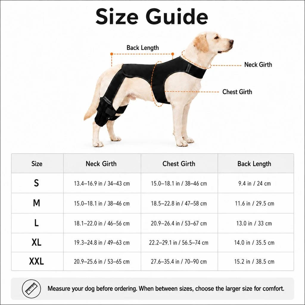 Dog Rear Leg Support Brace, Anti Slip Hind Leg Stability Wrap for Senior Dogs & Recovery Walks