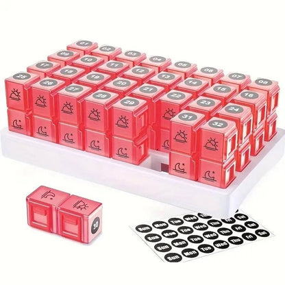 Monthly Pill Organizer 2 Times a Day, 31 Day Am/Pm Pill Box Set with Stickers & Large Storage Case, Twice a Day Medication Planner