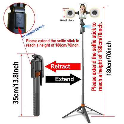 360° Smart Face Tracking Tripod with Dual Fill Lights, Rechargeable Selfie Stick Tripod for Vlogging & Live Streaming, Auto Tracking Phone Holder