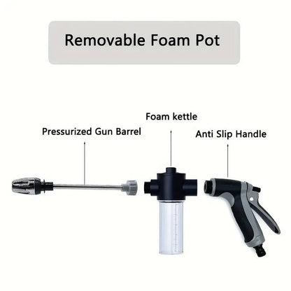High Pressure Water Hose, Long Handle Garden Hose Nozzle for Car Wash & Household Cleaning, Stainless Steel & Universal 3/4" Fit