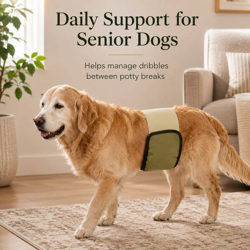 3 Pack Washable Male Dog Belly Bands, Reusable Diaper Wraps for Indoor Marking & Senior Dribbles