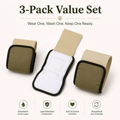 3 Pack Washable Male Dog Belly Bands, Reusable Diaper Wraps for Indoor Marking & Senior Dribbles