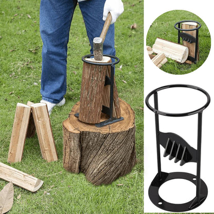 Cast Iron Firewood Splitter with Fixed Wedge and Reinforced Base