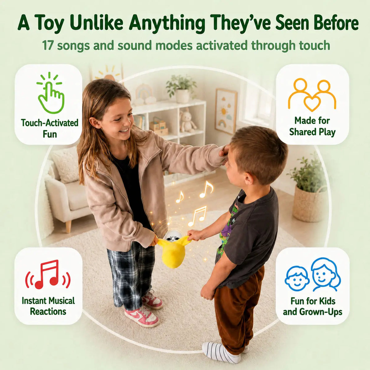 Interactive Plush Toy for Two Player Sensory Play