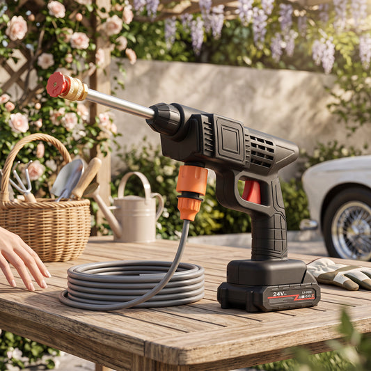 Cordless Pressure Washer 380 PSI with Foam Soap Kettle and Dual 24V Batteries