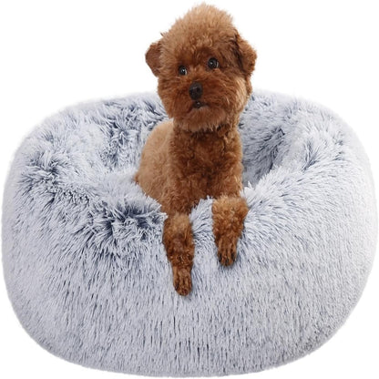 Plush Pet Bed with Removable Washable Cover and Supportive Base for Dogs and Cats
