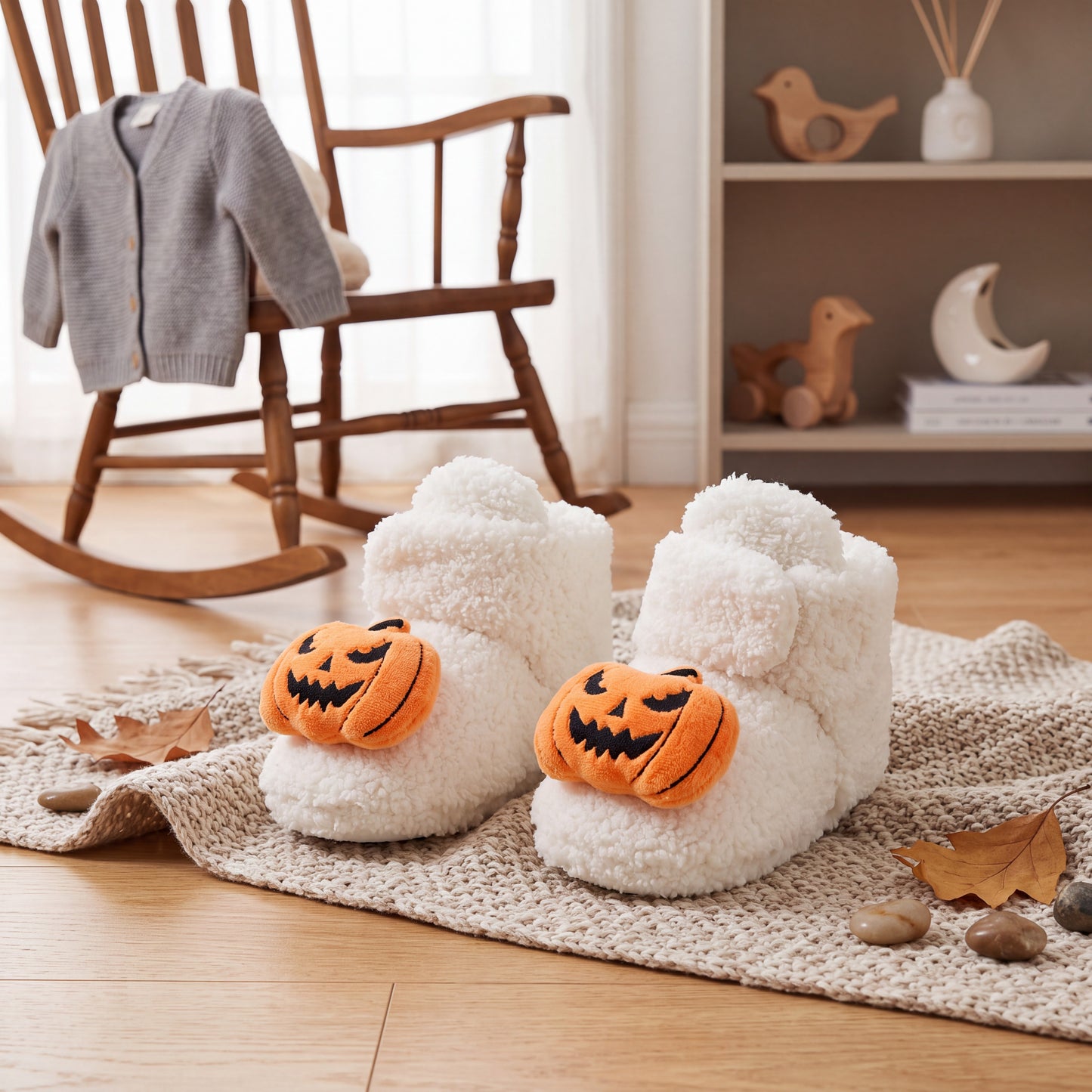 Kids Ankle High Slippers with Fleece Lining and Halloween Designs