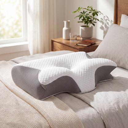 Memory Foam Pillow with Butterfly Contour Shape and Neck Support