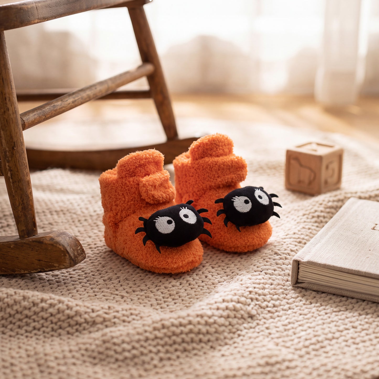 Kids Ankle High Slippers with Fleece Lining and Halloween Designs
