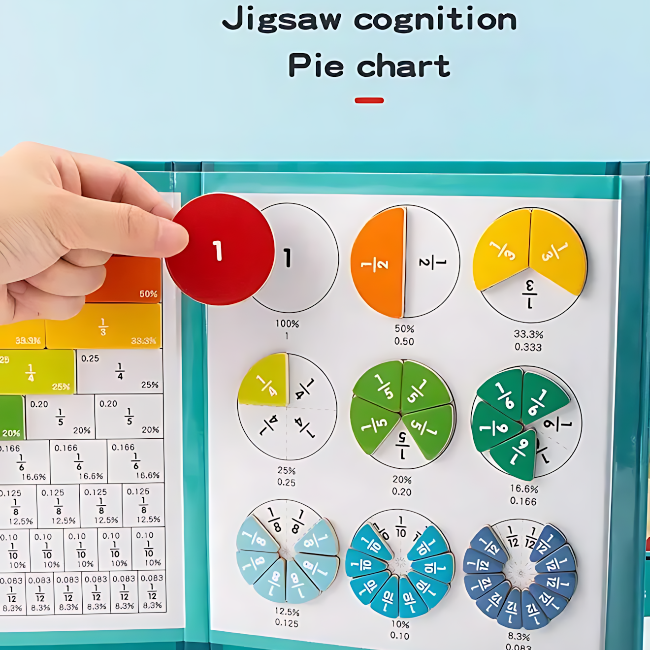 Fraction Learning Book with Magnetic Pieces and Visual Color Display