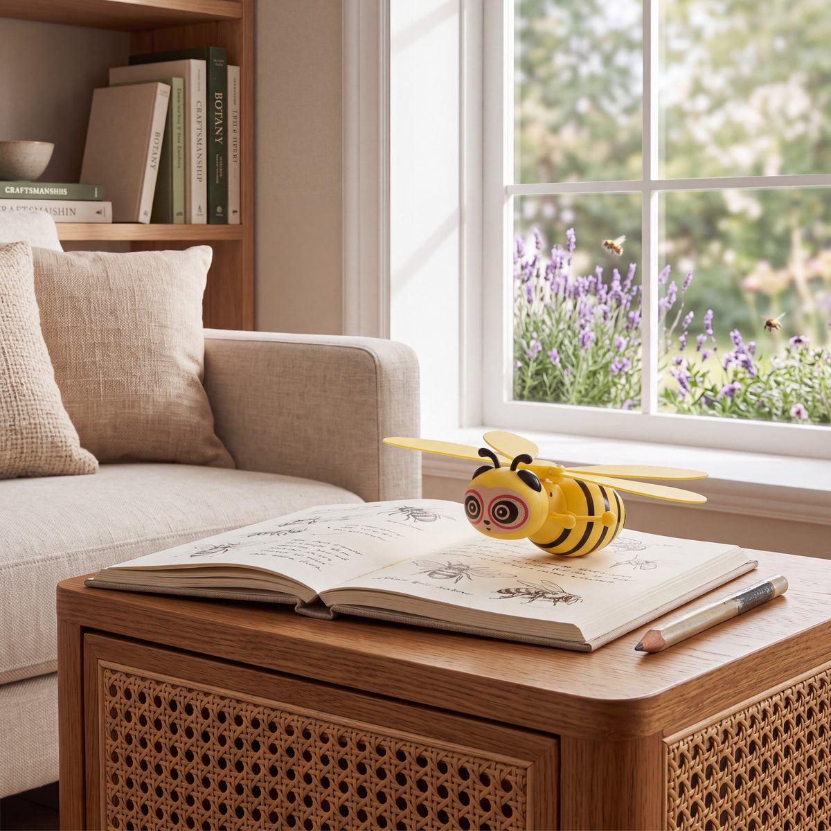 Flying Bee Toy with Motion Sensor and Obstacle Avoidance, LED Lights
