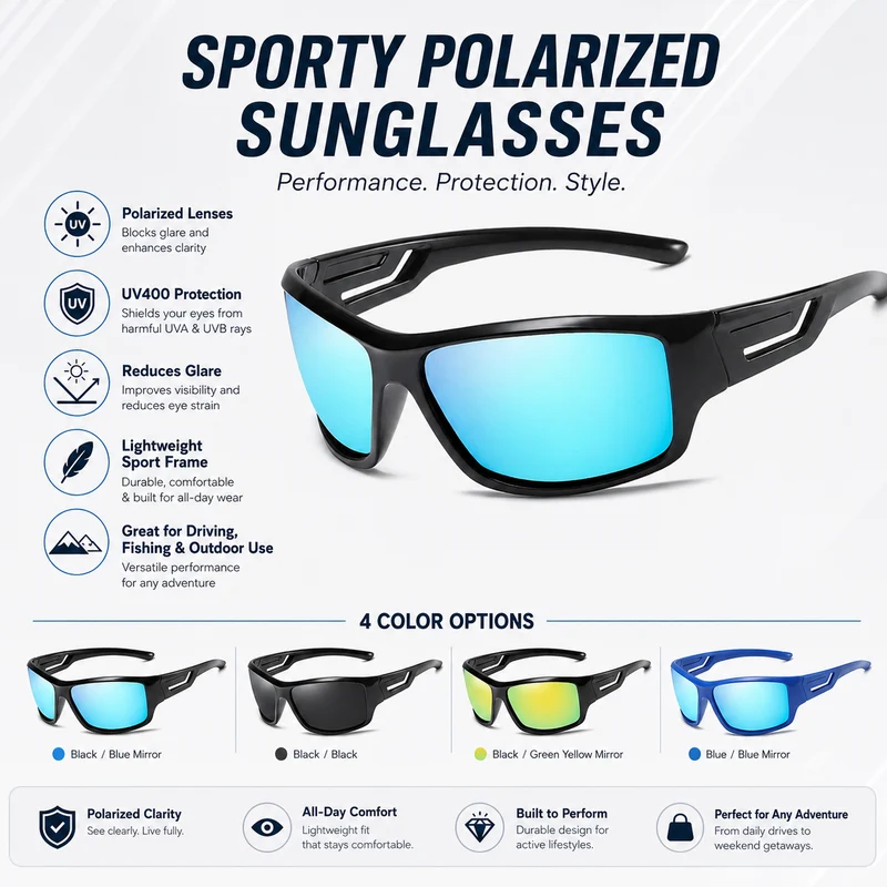 Polarized Sunglasses for Drivers, UV400 Protection with Glare Reducing Lenses