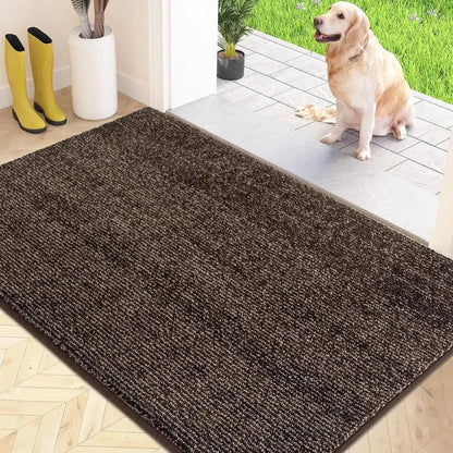 Textured Indoor Mat with Plush Fiber Surface and Machine Washable