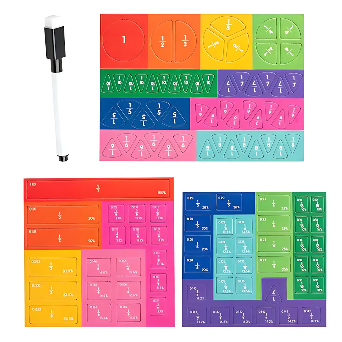 Fraction Learning Book with Magnetic Pieces and Visual Color Display
