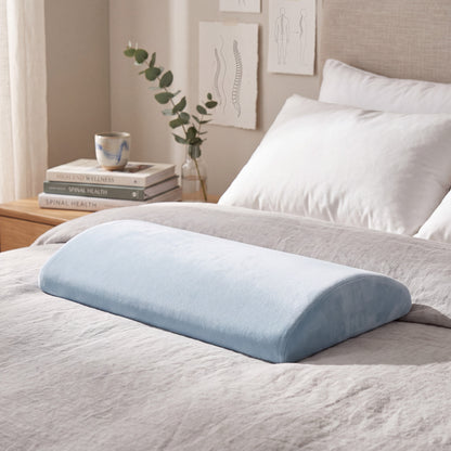 Memory Foam Lumbar Pillow with Tapered Edge and Soft Touch Cover, Full Width Support