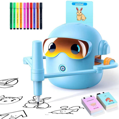 Drawing Robot with 100 Cards and Markers Voice Interactive Art Toy Ages 3 and up