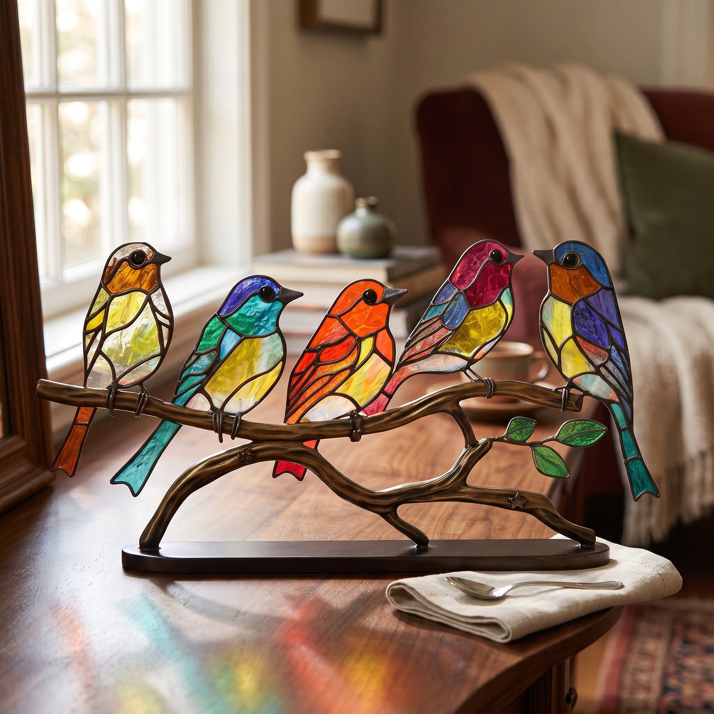 Light Reflecting Bird Window Ornament with Color Scatter Design