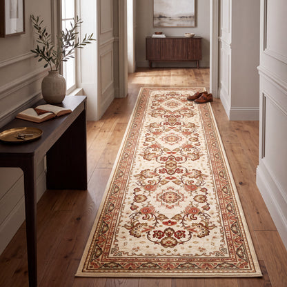 Vintage Pattern Runner with Grip Backing for Hallways and Kitchens