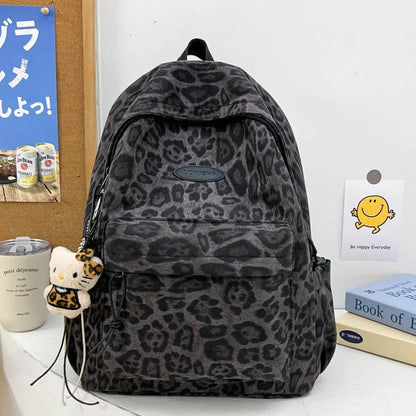Leopard Patterned Backpack with Several Compartments and Adjustable Shoulder Support