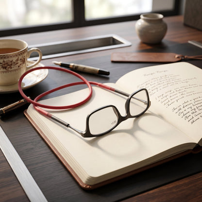 Bifocal Eyeglasses with Magnetic Closure and Hanging Neck Cord