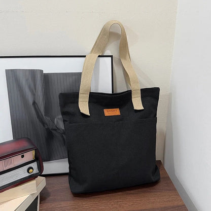 Reinforced Canvas Tote Bag with Sturdy Base and Shoulder Handles