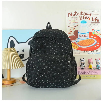 Heart Motif Backpack Featuring Several Storage Pockets and Adjustable Shoulder Support