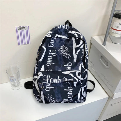 Padded Graffiti Print Backpack with Laptop Sleeve Compartment