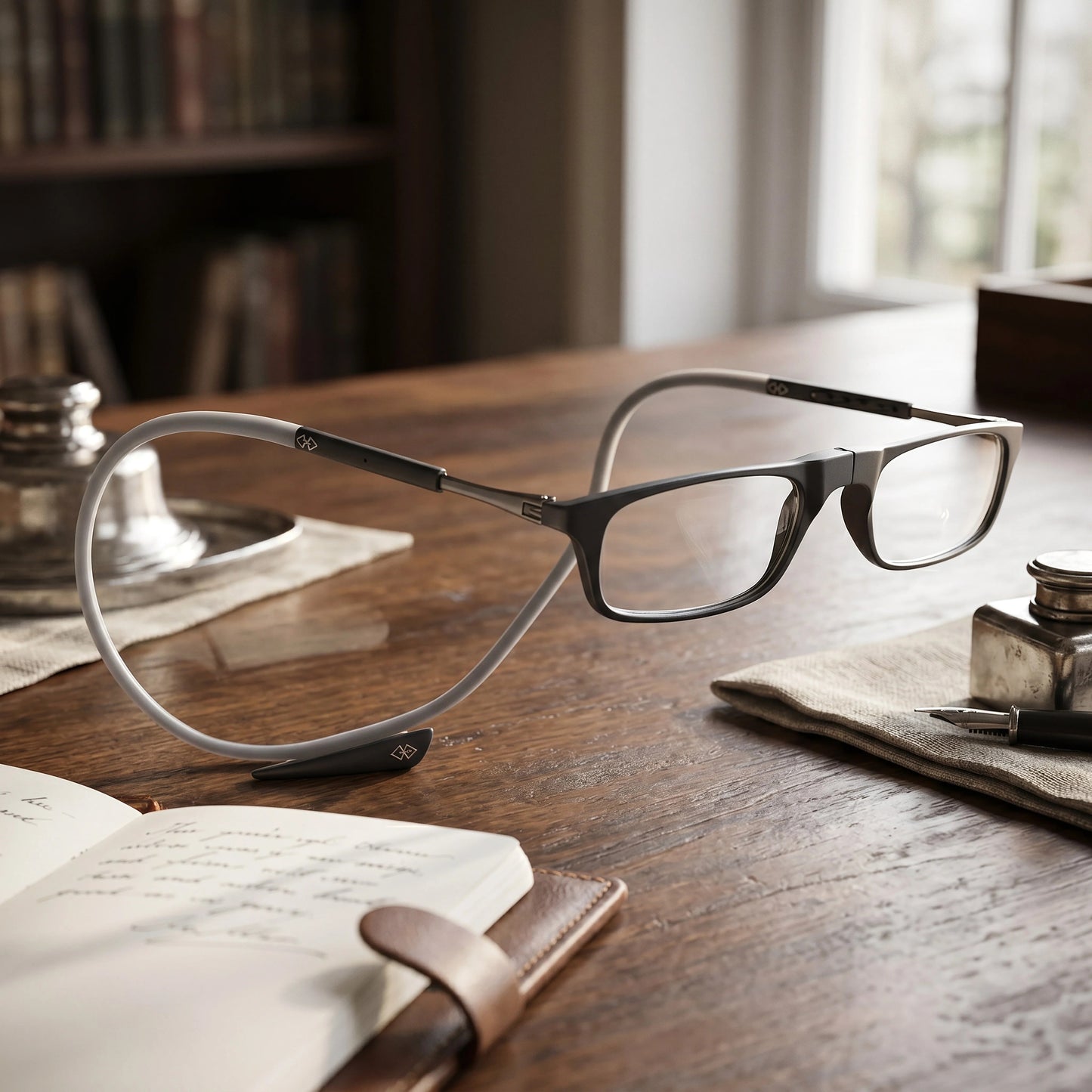 Bifocal Eyeglasses with Magnetic Closure and Hanging Neck Cord